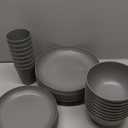 Supernal 32pcs Wheat Straw Dinnerware Sets, Unbreakable Dinnerware Sets for 8,Reusable Tableware, Dishes Set for 8,Plates and Bowls Set Dark Grey Include16pcs Plates, 8pcs Bowls, 8pcs Cups