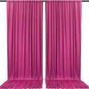 2 Panels Fuchsia Backdrop Curtain, 10 x 7 Feet Background Curtains for Parties, Weddings, Baby Showers, Bachelorette Halloween, Christmas Birthday Party Photoshoot Backdrop Curtains Decorations, Rose Red 