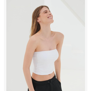 Women's Versatile Strapless Bandeau Top | Double-Layer Front | Silicone Grip Tape,Suitable for Casual Wear , Size S