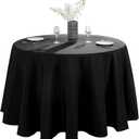 VidaFete 90 inch Round Tablecloth Polyester Table ClothStain Resistant and Wrinkle Polyester Dining Table Cover for Kitchen Dinning Party Wedding Rectangular Tabletop Buffet Decoration(Black)