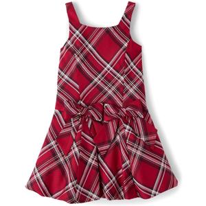 The Children's Place,Girls,Sleeveless Dressy Bubble Hem Dress,Red Ochre Plaid,14