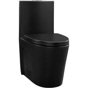 St. Tropez One-Piece Elongated Toilet Vortex Dual-Flush in Matte Black 1.1/1.6 gpf