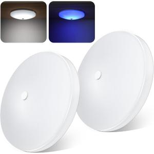 acegoo RV Ceiling Dome Light 4.5 Inch 12V Overhead LED Puck Light for Motorhome Boat Camper Trailer Truck Car, Surface Mount CRI90+ 2-Pack (5000K with Blue Nightlight)