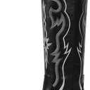 wetkiss Black Cowboy Boots for Women Knee High Cowgirl Tall Boots with Classic Retro Embroidered Chunky Heel Slip On Pointed Toe Womens Western Boots for Girls Ladies (8.5)