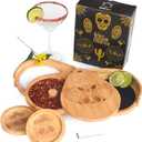 Margarita Salt Rimmer Set  3-Tier Salt Rimmer for Cocktails  Cool Mexican Skull Engraving  Bamboo Wood Bar Salt and Sugar Rimmer  Cocktail Rimmers for Drinks, Party, Home Bar