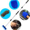 GIANT BEAR 3 piece Cleaning Set 38-70 inch car wash Brush with 10 inch Soft Bristle Head, Horse Hair Cleaning Brush, car Cleaning Gloves, Water Flow ON/Off, for Cars, Boats, Trucks, RVs.