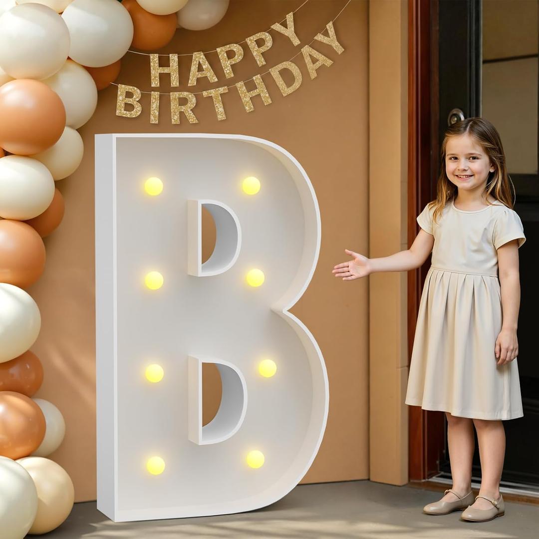 imprsv 3FT Marquee Letters, Mosaic Light Up Letters for Birthday Baby Shower Wedding Engagement Party Backdrop Decor, Large Marquee B for Party Decorations