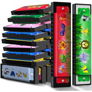 35 Pcs Harmonica for Kids 16 Holes Musical Instrument, Return Gift Cartoon Double Row Harmonica Bulk Toy for 3 Years + Kids Party Favors Goodie Bags Stuffers & Operation Christmas Child Items