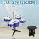 Toddler Drum Set Kids Jazz Drum Kit 8 Piece - Educational Percussion Musical Instruments Toy Playset Christmas Birthday Gift for Boys Girls, Blue