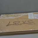 Design Art Love Written on Sandy Seashore Contemporary Seascape Metal Wall Art, 28x12