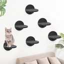 Y&ME 6-Pack Cat Climbing Shelves with Scratching Pad and Wall Mount for Cats to Sleep, Climb and Play (Black) (Black-Set of 6)