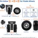 Luggage Wheels Replacement Kit 4PC Diameter 1.6in/40mm Thick 0.7in/17mm PU Wheels with Ball Bearing 3 Size Axles Full Set Repair Tool for Suitcase Trolley Bag Draw-bar Travel Box