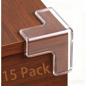 Transparent Corner Protectors - Baby Safety Edge Guards for Furniture, Clear Sharp Corner Covers for Dining Table Baby Proofing (15 Pack T-Shaped)