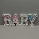 Realspring Baby Shower Sign Babe Marquee LED Letters Battery Operated Light up Centerpieces Glowing Home Table Party Decor for Boy Girl Gender Reveal Birthday, 8.26''(Bear,Brown)