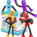 Robot Sensory Travel Toys 4Pcs for Toddlers Kid Boy Year Old Ages 3 4 5 6 7 8 9, Airplane Activities Suction Autism Pop Tube Fidget Toys Autistic Stocking Easter Basket Stuffer Valentine Gift for Kids