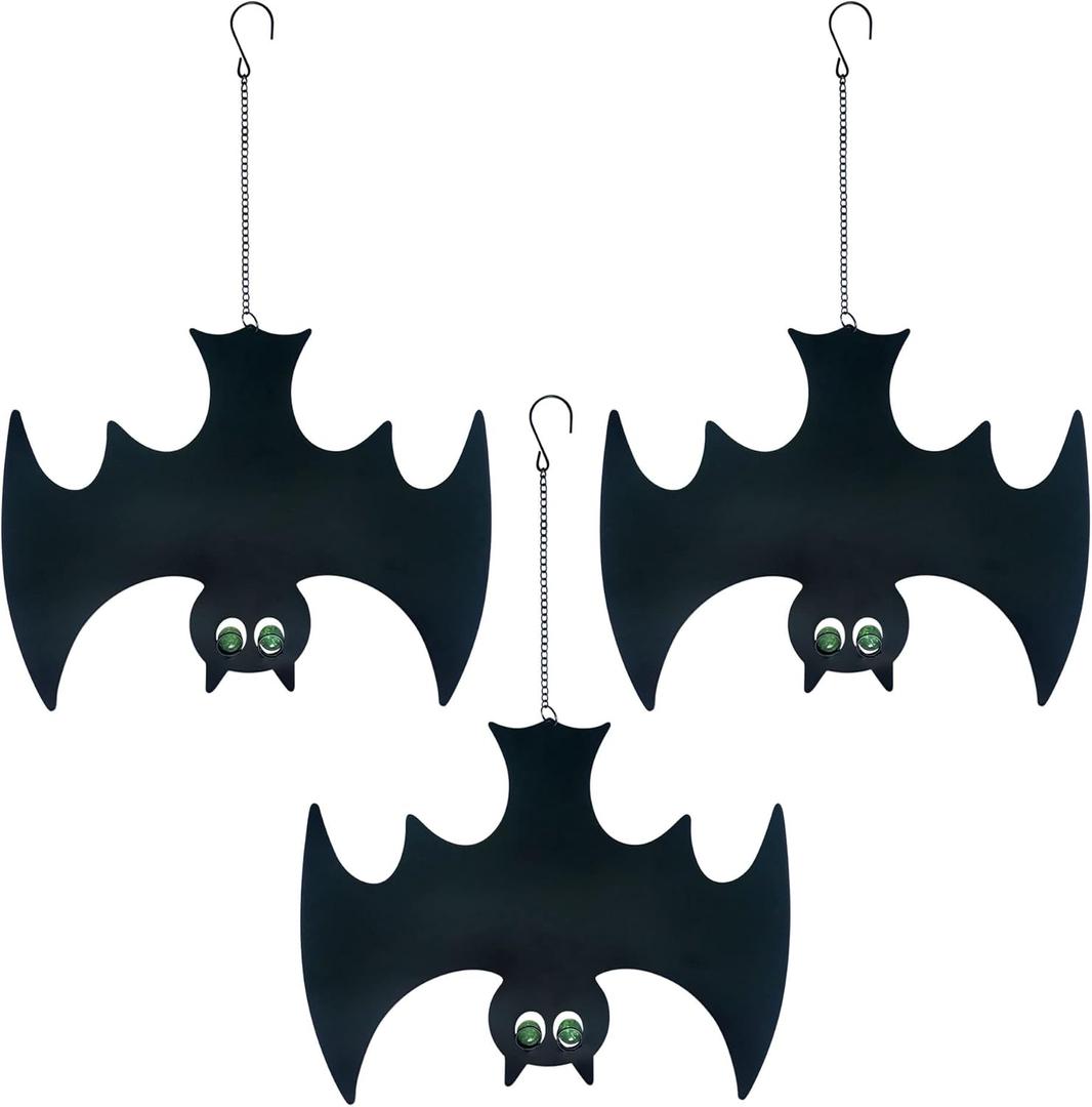 Outdoor Metal Bats, Halloween Decoration, Glow-in-The-Dark Hanging Bats, Silhouette Pendant Outdoors, Halloween Decorative Animals, Set of 3