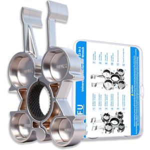 12-in-1 Universal Metal Aerator Wrench Key, Heavy-Duty Faucet Aerator Removal Tool for Sink Hidden/Threaded (TJ/TT/JR/STD) & Cut Edge/Round (M18/M20/M22/M24) Aerators, Polished Chrome Rustproof