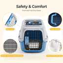 NEWBULIG 23" Hard-Sided Dog Carrier for Small Dogs & Cats, Blue | Plastic Dog Crate, Up to 22 lbs, 4-Sided Ventilation, Top & Front Door Access, Metal Wire Door, Integrated Food Bowl