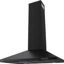 Hermitlux Range Hood 30 inch, Wall Mount Vent Hood for Kitchen with Charcoal Filter, Ducted/Ductless Convertible, Black (Black-Modern Design)