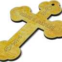 BlessedMart Ukrainian Orthodox Wall Cross - Wooden Byzantine Crucifix with Theotokos and St John for Home Altar - 8 Inch