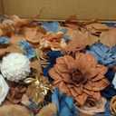 Ling's moment Fall Wedding Arch Flowers with Sheer Drapes Kit - Artificial Orange and Navy Blue Floral Arrangements for Ceremony Backdrop, Arbor Decor, 5-Piece Set (2 Flower Stems + 3 Hanging Drapes)