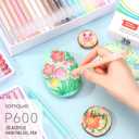 languo Acrylic Gel Pens for Coloring, 54 Colors Set 3D Acrylic Paint Pens with 1mm Bullet Tip for Adult Coloring, Gel Pens for Black Paper, Rock, Glass, Fabric, DIY and Art Crafts Supplies