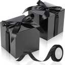 48 Pcs Valentine's Day Gift Boxes with Ribbon Small Party Favor Boxes with Lids Mini Treat Candy Container for Wedding Party Birthday and More(Black,4 Inch)