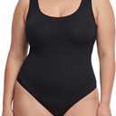 DANAZANA Women's Tank Top Bodysuit Square Neck Sleeveless Thong Body Suit Stretchy Backless Bodysuits M