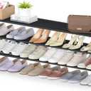 3 Tier Long Shoe Rack for Closet, Screw Fastened Plastic Connector Shoe Storage Organizer, Non-Woven Fabric Metal Shoe Shelf, Holds 24-28 Pairs for Entryway, Front Door Entrance, Bedroom