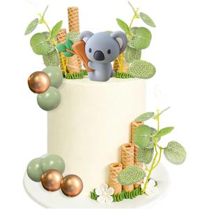 Koala Bear Cake Topper Cute Jungle Animal Baby Shower Jungle Koala Cake Decorations Safari Wild One Birthday Party Supplies