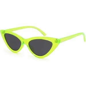 livho Retro Vintage Narrow Cat Eye Sunglasses for Women Clout Goggles Plastic Frame (Green)