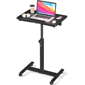 Adjustable Overbed Bedside Table, Hospital Bed Table with Wheels, Rolling Desk, Mobile Desk, Rolling Laptop Stand, Computer Cart, Portable Desk on Wheels, Small Standing Desk or Bed Table Tray