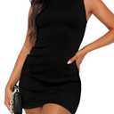 WIHOLL Womens Boat Neck Sleeveless Mini Dress Spring Summer Party Club Bodycon Dresses 2026 Y2K Sexy Date Night Going Out Wedding Guest Dinner Cruise Outfits Short Little Dress Black, X-Large