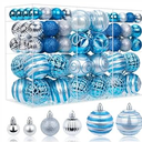 100 Pcs Christmas Ball Ornaments Set, Black and Gold Xmas Tree Decoration, Shatterproof Decorative Hanging Balls with Loop for Christmas Party Holiday Wreath Garland Home Decor