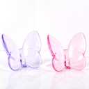 2pcs Crystal Butterfly Figurine,Butterfly Collectibles Glass Art Glass Animals Crystal Wedding Decortion for Home Butterfly Gifts for Women(Purple+Pink)