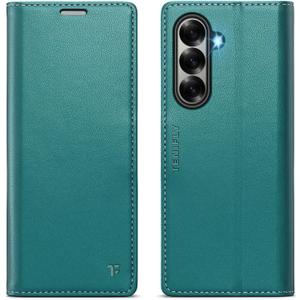 For Samsung Galaxy Z Fold 7 Case Wallet with RFID Blocking Card Holder, PU Leather Kickstand Protective Flip Phone Cover Fit for Galaxy Fold 7 8.0", Bluish Green
