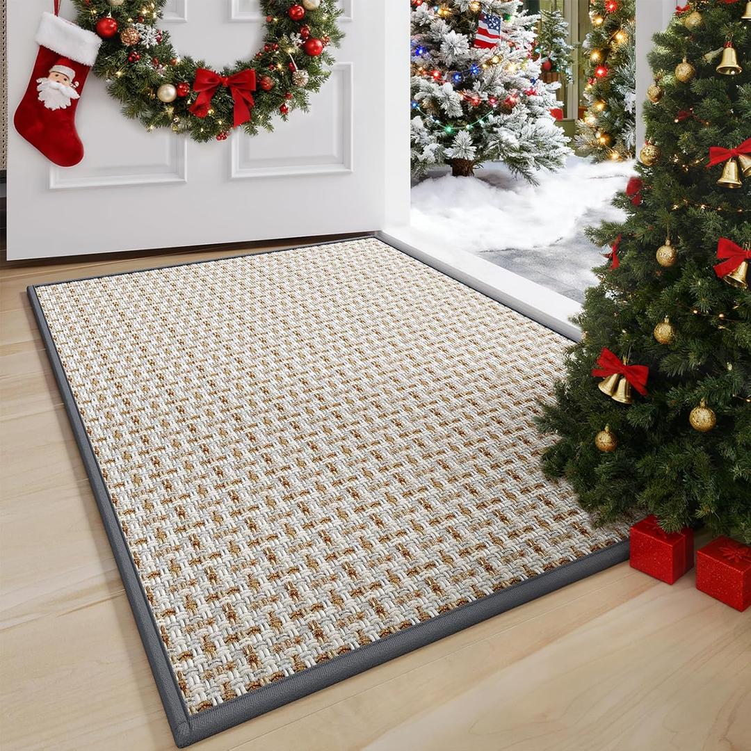 Door Mat 17"x30",Door Mat Indoor Entrance Dirt Resistant and Absorbent Non-Slip Rubber Backing Front Door Mats Washable Low-Profile Indoor Mats for Entryway, Inside Entrance Easy Clean Gray