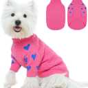 Kuoser Dog Sweater,Soft Small Dog Sweaters Thermal Cable Knit Puppy Sweater, Turtleneck Thick Christmas Pet Sweaters, Cold Weater Doggie Winter Clothes Dogs Outfit Girl Boy for Fall Xmas, Pink S