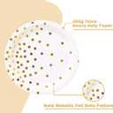 White and Gold Party Supplies, Gold Dot Paper Dessert Plates (50-Count), Classic-50PCS