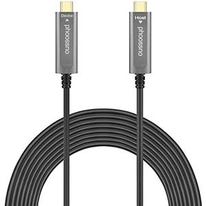 phoossno USB C to C Fiber Optical Cable USB 3.1 Type C Cable 10Gbps 33FT Compatible with Microsoft Azure Logitech Camera Aver &Vaddio & Barco ClickShare Touch Screen Kinect Intel RealSense, 10M C-C Straight 180℃
