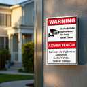 2 Pack Video Surveillance Signs Bilingual 12 8 Inches Rust Free Aluminum UV Protected Reflective Waterproof Sign with Pre-drilled Holes for Indoor Outdoor Use