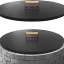 G GOOD GAIN Firepit Lid Round 30 Inch, Rust Resistant Fire Pit Lid Cover Fire Pit Snuffer Lid with Wooden Handle & Gloves for Courtyards, Patio, Winter Cold Protection, Fits Fire Pits Up to 28"
