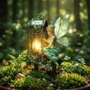 Fairy Lantern Garden Stake, 2D Flat Waterproof UV-Resistant Acrylic Enchanted Fairy Decor, Whimsical Outdoor Yard Lawn Flower Bed Potted Plant Ornament for Patio Balcony Indoor Decor