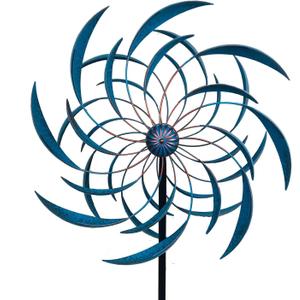 Stargarden Wind Spinners Outdoor -Metal Large Kinetic Wind Spinners with Stable Metal Stake, Wind Sculptures & Spinners for Yard Lawn Garden (23 x 80 inches) (Blue-80x23 Inch)