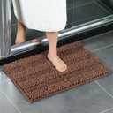 LINGXIYA Fluffy Microfiber Chenille Bath Rug, Extra Soft Absorbent Bath Rugs, Bathroom Rug, Non Slip Bath Rug Mats, Washable Dry Fast Plush Rugs for Tub and Shower (Brown,50 * 80cm)