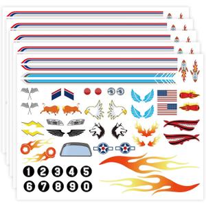 5PCS Derby Car Sticker Set-Racing Numbers, Flags, Lights, Stripes & Flame Decals - Peel & Stick Car Stickers for Derby Supplies Cars,Cool Decorations&Accessories for Your Vehicle