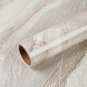 VEELIKE Glossy Beige Gold Liquid Marble Contact Paper for Countertops Waterproof Peel and Stick Countertops for Kitchen Marble Wallpaper 15.7''x354'' Self Adhesive Countertop Vinyl for Bathroom Walls