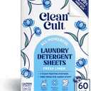 Cleancult Laundry Detergent Sheets - Resealable Box - 3 Stain Fighting Enzymes - Fresh Linen - 60 Loads - Free of Harsh Chemicals - No Mess - No Plastic Waste (60 Count (Pack of 1))
