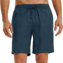 Rouen Mens Athletic Shorts Zipper Pockets Lightweight Quick Dry Drawstring 7/9 Inch Sport Workout Running Golf Gym Shorts Men (X-Large)