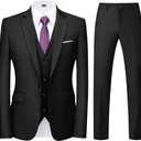 Mens Suits Regular Fit 3 Piece Tuxedo Blazer Jacket Vest Pants Formal Suit Set for Men Wedding Prom Casual (XX-Large, Black)
